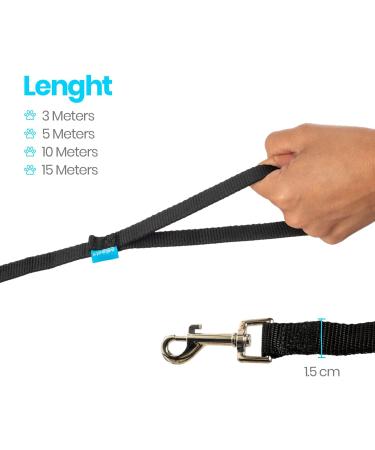 Edipets Waterproof Dog Drag Line - 1.5m Black Training Leash for All Dog Sizes - Robust & Durable - Buy Online on GoSupps.com