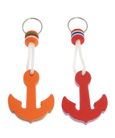 ZRM&E 2pcs Floating Key Chains Anchor Floating Key Chains for Boats Fishing Sailing Water Sports (Orange, Red)