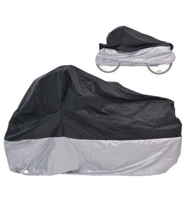 MOONCOOL Adult Tricycle Cover Trike Cover, 3 Wheeled Bicycle Bike Cover for Outdoor Storage Waterproof, Dust Wind Proof for Bikes 75"L Black & Silver