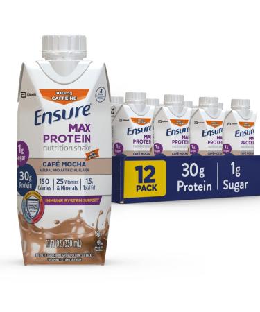 Ensure Max Protein Nutritional Shake with 30g of Protein 1g of Sugar High Protein Shake Cafe Mocha 11 Fl Oz 12 Count