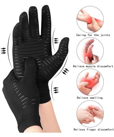 Premium Copper Arthritis Compression Gloves - Full Finger Support for Pain Relief & Swelling - Ideal for Men & Women (Size L - Buy Online on GoSupps.com