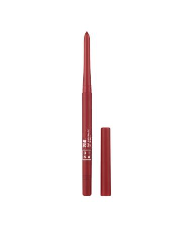 3INA MAKEUP - The Automatic Lip Pencil 250 - Dark pink red Lip Liner with Built- In Sharpener and Brush - Longwearing and Waterproof Lip Liner - Creamy and Hydrating Lip Liner - Vegan - Cruelty Free
