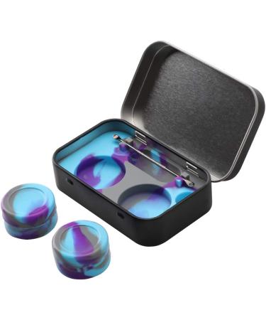 XIFEI Portable Stainless Steel Tin Box with Silicone Containers and Spoons (5 Colors) - 2-5ml Non-Stick Storage Wax Carrying Case - Buy Online on GoSupps.com