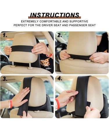 Memory Foam Car Seat Headrest Neck Cushion - 2 Pack Black Ergonomic Pillow for Neck and Back Support - Buy Online on GoSupps.com
