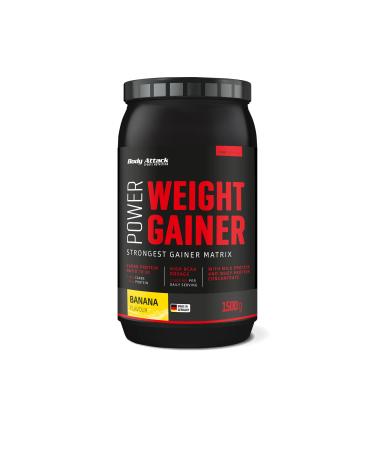 Body Attack Weight Gainer - Banana - 1.5 kg - Your Mass Gainer for mass structure & muscle building - with whey protein BCAA and carbohydrates - your low -fat mass shake for high -quality calories Banana 1.5 kg (1 Pack)