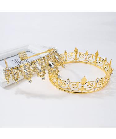 AOPRIE King & Queen Artemis Tiara and Crown | Crystal Hair Accessories for Wedding, Prom, Bridal, Birthday, Halloween & Christmas - Gold Princess Tiara for Women, Men, Girls & Boys - Buy Online on GoSupps.com
