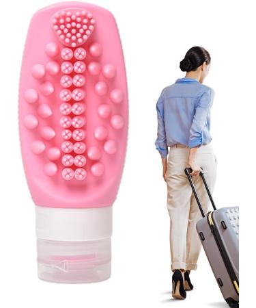 Uozonit Squeeze Bottle - Silicone Dispenser Toiletries Container - 2 in 1 Shampoo Conditioner Dispenser Leak Proof Refillable Squeezable Containers for Home Travel Pink - Buy Online on GoSupps.com