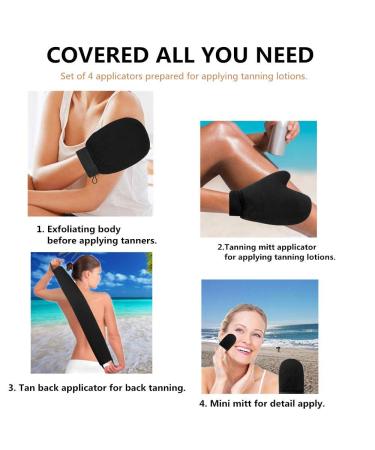 Yvoier Self-Tanned Glove Applicator Kit - 4-in-1 Set with Exfoliating & Self-Tanning Gloves | Perfect for an Even Tan - Buy Online on GoSupps.com