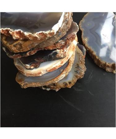 Stone Crafts Natural Original Grey Agate Crystal Gemstone Slice Coaster Reiki Crystal Stone for Home deocration Natural Luster - Buy Online on GoSupps.com