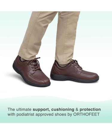 Orthofeet Gramercy 14 Wide Brown Men's Plantar Fasciitis Shoes - Heel Pain Relief and Arch Support - Buy Online on GoSupps.com