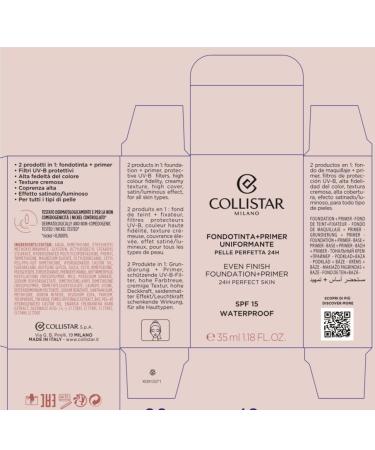 Collistar Even Finish Foundation Plus Primer 24h - Perfect Skin SPF15 - 04 Cookie 35ml - Buy Internationally - Buy Online on GoSupps.com