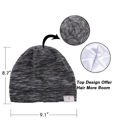 Greatremy Beanie Kids Silky Satin Lined Hair Bonnet Sleep Cap - Adjustable Elastic Band Cotton Hat for Baby Toddler with Natural Curly Hair - Black & White - 0-36 Months - Buy Online on GoSupps.com