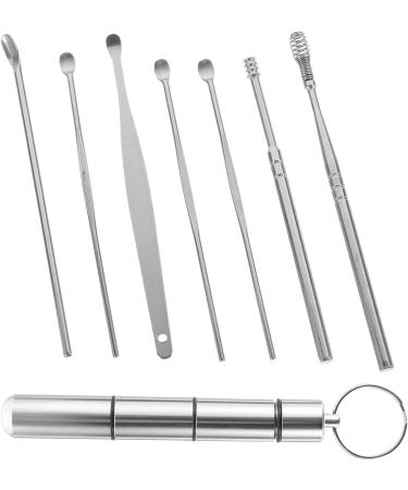 Stainless Steel Ear Cleaning Tool Set - 2 Sets of 7 Pieces, Spring Silver Ear Picking Spoon and Scraper - Healeved Ear Care Kit - Buy Online on GoSupps.com