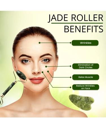 SWOSH Jade Roller & Gua Sha Stone - Natural Jade Facial Beauty Tools for Glowing Skin | Eye & Neck Massage | International Shipping - Buy Online on GoSupps.com