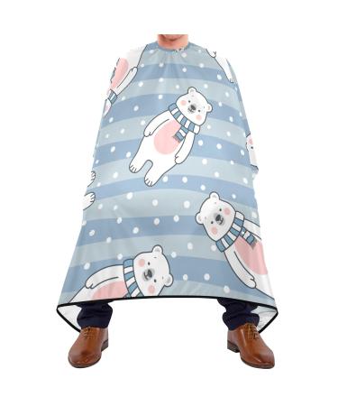 Waterproof Barber Cape -Christmas Blue Bear Cheetah Haircut Bib for Men Unisex Hair Cutting Cape(8rp1a)