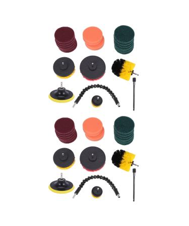 Clisted 42x Attachments Set Scrub Pads Sponge Power Scrubber Brush with Rotate Extend Long Attachment All Purpose