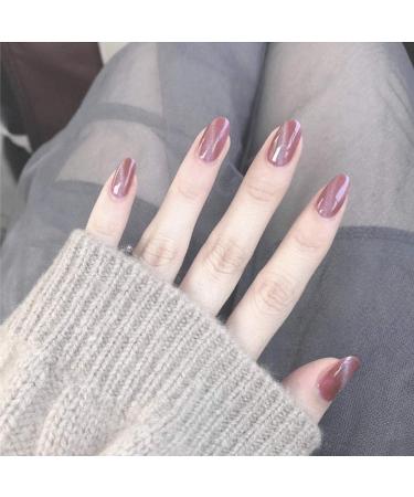 HUIL Artificial Nails False nails pink round artificial nails 24 pieces finished nails
