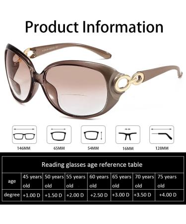 LGQ Womens Bifocal Reading Glasses - Oversized Anti-UV Outdoor Sunglasses with HD Clarity | Diopter +1.0 to +3.0 - Buy Online on GoSupps.com