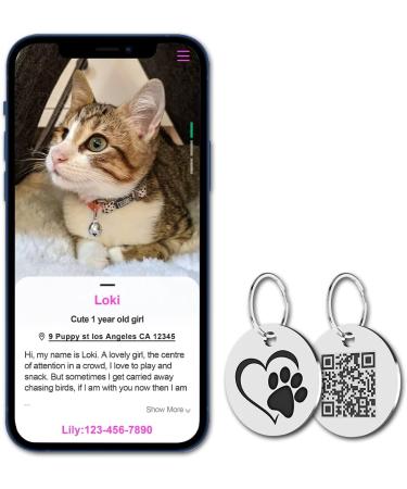 Buy MyLuckytag Stainless Steel Cat QR Code Tags - Pet Profile Location Tracking & Email Alerts - Silver - Buy Online on GoSupps.com