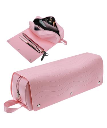 2 in 1 Hair Tools Travel Bag with Heat Resistant Silicone Mat for Flat Irons Curling Iron Hair Dryer and Accessories Oversize Portable Hot Hair Styling Tools Bag Travel Essentials for Women