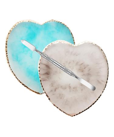 2 Pcs Resin Nail Art Palette Nail Polish Palette with Spatula Nail Pallet for Nail Art Nail Polish Mixing Plate (Gray and blue)