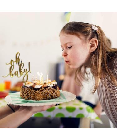 Add Elegance to Your Celebration with Oh Baby Cake Topper - Gold Acrylic Happy Birthday Baby Shower Cake Decoration Gold - Buy Online on GoSupps.com