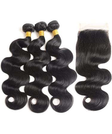 Vallbest Brazilian Wet and Wavy Human Hair Bundles with Closure - 100% Unprocessed Virgin Hair - Body Wave 3 Bundles + 4x4 Lace Closure - Free Part Hair Extensions for Black Women - 20 22 24 + 18 - Buy Online on GoSupps.com