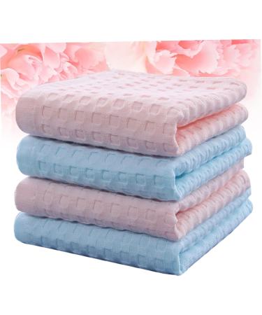 4pcs FRCOLOR Cotton Towel Set | Absorbent Makeup Remover & Facial Washcloths | Bathroom & Bath Supply Accessory | Baby Scarf | Blue - Buy Online on GoSupps.com