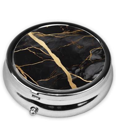 Colored Marble Round Pill Box - 3 Compartment Mini Portable Medicine Organizer for Travel & Vitamins - Buy Online on GoSupps.com