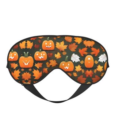 Happy Thanksgiving Day Pumpkin Print Unisex Sleep Mask Double-Sided Eye Mask Ideal for Sound Sleep and Skin Care Black