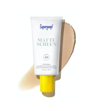 Supergoop! Mattescreen - 1.5 fl oz - 100% Mineral Broad Spectrum SPF 40 Sunscreen - Reef-Friendly Formula Smooths Skin’s Appearance, Minimizes Pores, Controls Shine - Water & Sweat Resistant