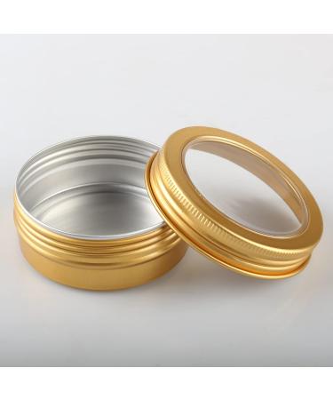 Zeoabsy 24 Pack 60ml Gold Aluminum Cans - Empty Round Cream Containers with Screw Cap & Viewing Window for DIY Ointments Candles Cosmetics & Shaving Soap - Buy Online on GoSupps.com