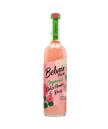 BELVOIR Organic Elderflower/Rose Syrup No Sweeteners / Preservatives or Dyes 6 Glass Bottles 500 ml
