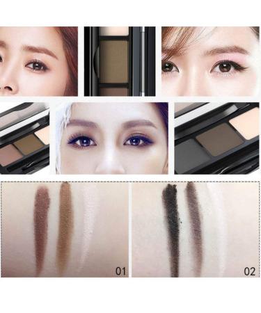 Allbesta 3D Eyebrow Powder Makeup Palette - Waterproof Long Lasting 3 Colors with Brush (2#) - International Shipping Available - Buy Online on GoSupps.com