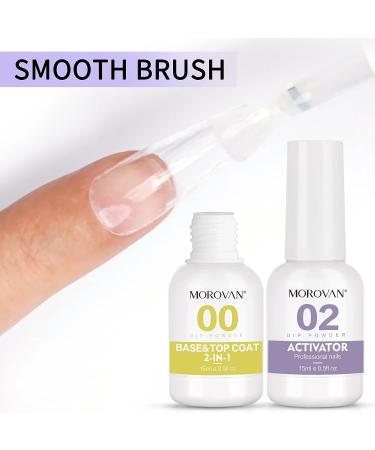 Morovan 2 in 1 Dip Powder Liquid Set - Base & Top Coat with Activator | Dipping Powder Nail Kit Starter | Fast Dry - No Lamp Needed - Buy Online on GoSupps.com