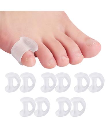 10Pcs Toe Separators for Overlapping Toes Gel Toe Separators Silicone Pinky Toe Spacers Little Bent Toe Cushions for Preventing Rubbing & Relieve Pressure Soft and Gentle Bunion Correctors Clear