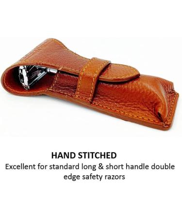 Parker Safety Razor Genuine Leather Two-Sided Travel Case - Saddle Brown | Durable Protector for International Shipping - Buy Online on GoSupps.com