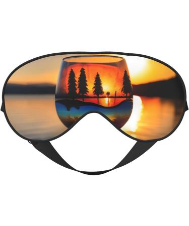 Sunset Wine Glass Print Eye Mask - Soft Sleeping Eye Cover for Travel & Naps | Perfect Gift for Men & Women - Buy Online on GoSupps.com