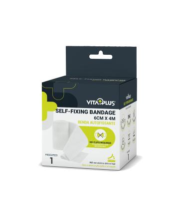 VITAPLUS PBT Self Fixing Bandages - Elastic Cohesive Bandages Self-Fixing and Easy Application - Hypoallergic and Latex Free (6cm X 4m)