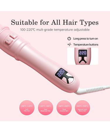 Buy Rotating Curling Iron 28mm - Automatic Waves Curler for Medium/Long Hair | Fast Heating & Multi-Setting Temperature (Pink - Buy Online on GoSupps.com