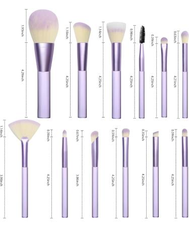 HEYMKGO 12pcs Professional Makeup Brushes Set with Transparent Handles - Ideal for Foundation, Blending, and Eyeshadow - Purple Triangle Puff Included - Buy Online on GoSupps.com
