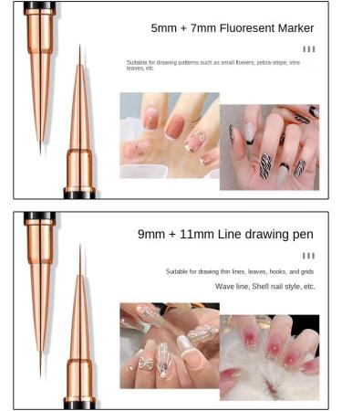 Simpls 5 Pieces Double Nail Art UV Gel Extension Brush Painting Tools French Stripe Drawing Liner Pen Manicure Parts - Buy Online on GoSupps.com