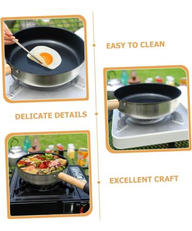 FUNOMOCYA Camping Portable Pan Griddle Non Stick Cooking Utensils Camping Cookware Flat Skillet Non Stick Fry Pan Stainless Steel Cookware Pans Frying Pan Wood Egg Pancake Skillet - Buy Online on GoSupps.com