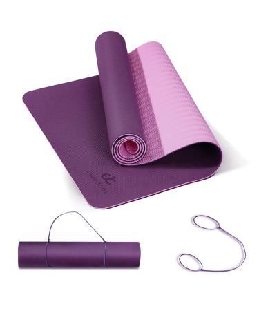Ewedoos Yoga Mat Non Slip TPE Yoga Mats Exercise Mat Eco Friendly Workout Mat for Yoga, Pilates and Floor Exercise Thick Fitness Mat Carry Strap Included ACE PURPLEPINK