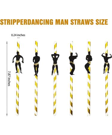 2022 Bachelorette Party Decorations Straws I 24 Pack Stripper Pole Dancer Straw I Black and Gold Glitter Confetti Pre Glued I Bridal Shower Supplies Crazy Silly Party Straws Drinking Favors (50) - Buy Online on GoSupps.com