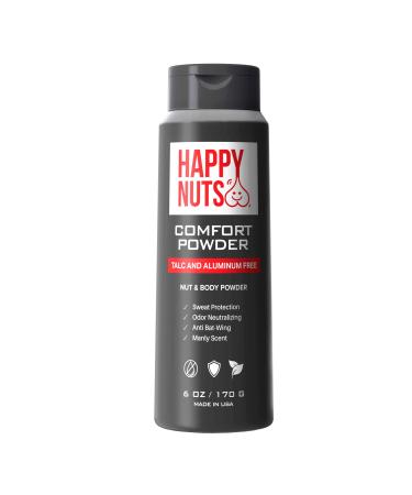 Happy Nuts Comfort Powder - Anti-Chafing, Sweat Defense & Odor Control for the Groin, Feet, and Body - Body Powder for Men - 6 Ounce