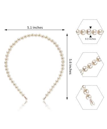 3 Pack White Faux Pearl Headbands for Women - Bridal Hair Accessories - Buy Online on GoSupps.com
