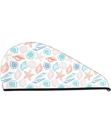 Super Absorbent Microfiber Hair Towel Wrap for Women | Colorful Seashells | Quick Dry Coral Velvet for Long Curly & Thick Hair - Buy Online on GoSupps.com