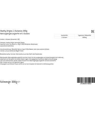 Healthy Origins L-Glutamine 300g Vegan Powder - Lab-Tested, Vegetarian, Soy Free, Gluten Free, Non-GMO - Buy Online on GoSupps.com