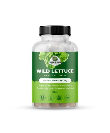 Amazing Botanicals Wild Lettuce Extract Tablets 10X (30 Tablets) 2,000MG Each | Lactuca Virosa | Sleep Support | Helps Naturally Soothe Pain 30 Count (Pack of 1)